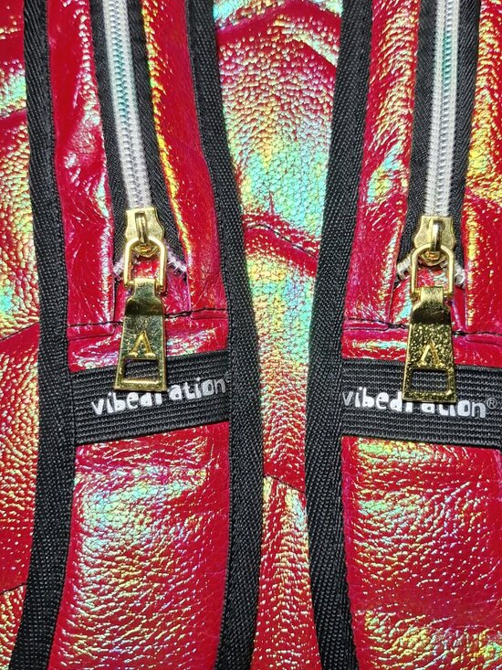 Vibedration Hydration Backpack w/o bladder- Red/Pink w/Gold Faux Leather-type main image 10